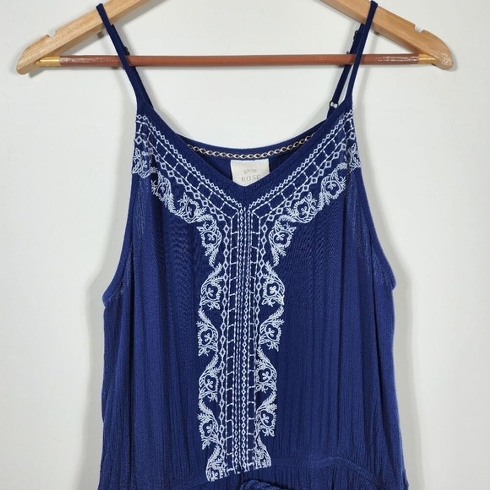 Knox Rose Indigo Blue Embroidered Maxi Dress Size Medium